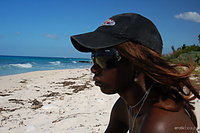 White sand 1 with beautiful tits and a dark chocolate pussy, maria l stuns at the beach near blue water.