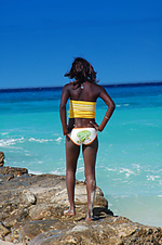 White sand 1 with beautiful tits and a dark chocolate pussy, maria l stuns at the beach near blue water.