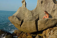 On the rocks 1 sarka flaunts her naked body and poses playfully on rugged rocks and desolate beach on her background.