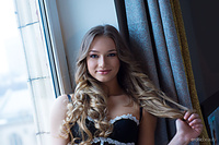 View from a room 1 amy moore showcases her stunning body and delectably pussy by the window.