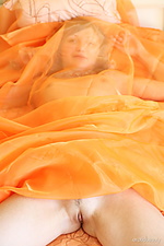 Seeing orange lina l flaunts her trimmed pussy and nubile body in front of the camera.