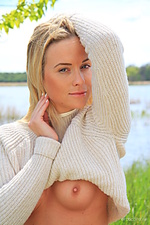 Presenting cristal caitlin cristal caitlin strips by the lake baring her erect nipples and small pussy.