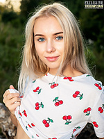 Cutie teasing outdoors