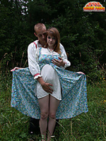 Russian girl fucking outdoors