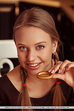 Kimberly kace sweet and playful kimberly kace  enjoys her snack as she shows off her sweet body details