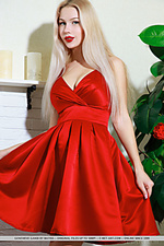 Genevieve gandi genevieve gandi in a sexy black dress, red stiletto shoes and matching red lipstick