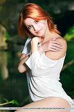 Violla a redhead violla a strips by the river baring her sexy body and sweet pussy.