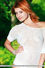 Violla a redhead violla a strips by the river baring her sexy body and sweet pussy.