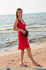 Dominika jule dominika jule playfully poses by the beach as she bares her sexy, slender body.