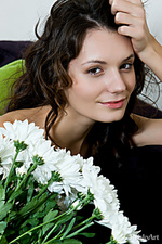 Blumesa impressive display of female form and beauty as leila strips her sexy gray corset and gracefully frolics all over the sofa.