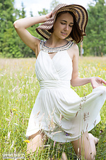 Model posing in the park