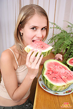 Cheeky teen with watermelon