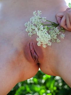Queen of nature mirela a bares her gorgeous tits and sweet pussy in the garden.